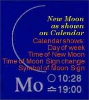 New Moon times as shown on Lunar Calendar